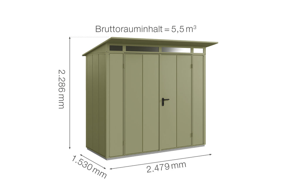 Hörmann Gerätehaus Modell Berry Modern Typ1 schilfgrün Doppeltür Maße