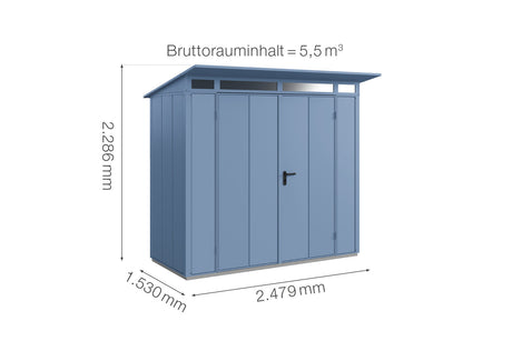 Hörmann Gerätehaus Modell Berry Modern Typ1 taubenblau Doppeltür Maße