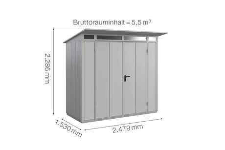 Hörmann Gerätehaus Modell Berry Modern Typ1 weißaluminium Doppeltür Maße