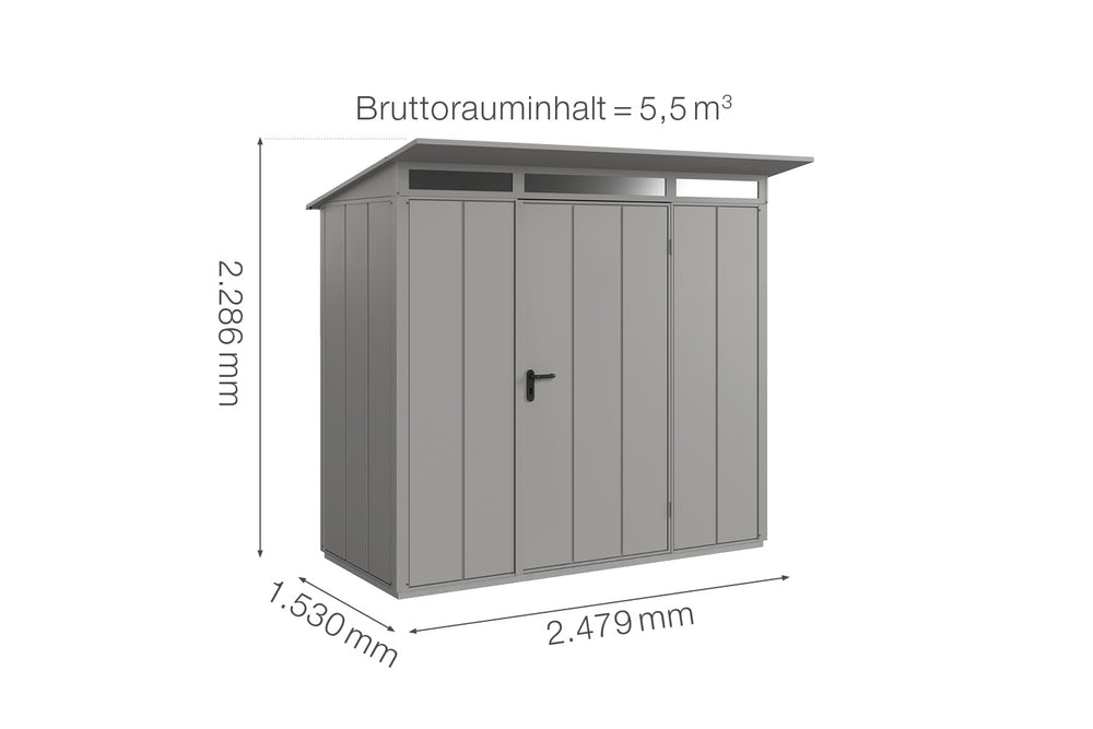 Hörmann Gerätehaus Modell Berry Modern Typ1 graualuminium Einzeltür Maße