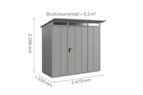 Hörmann Gerätehaus Modell Berry Modern Typ1 graualuminium Einzeltür Maße