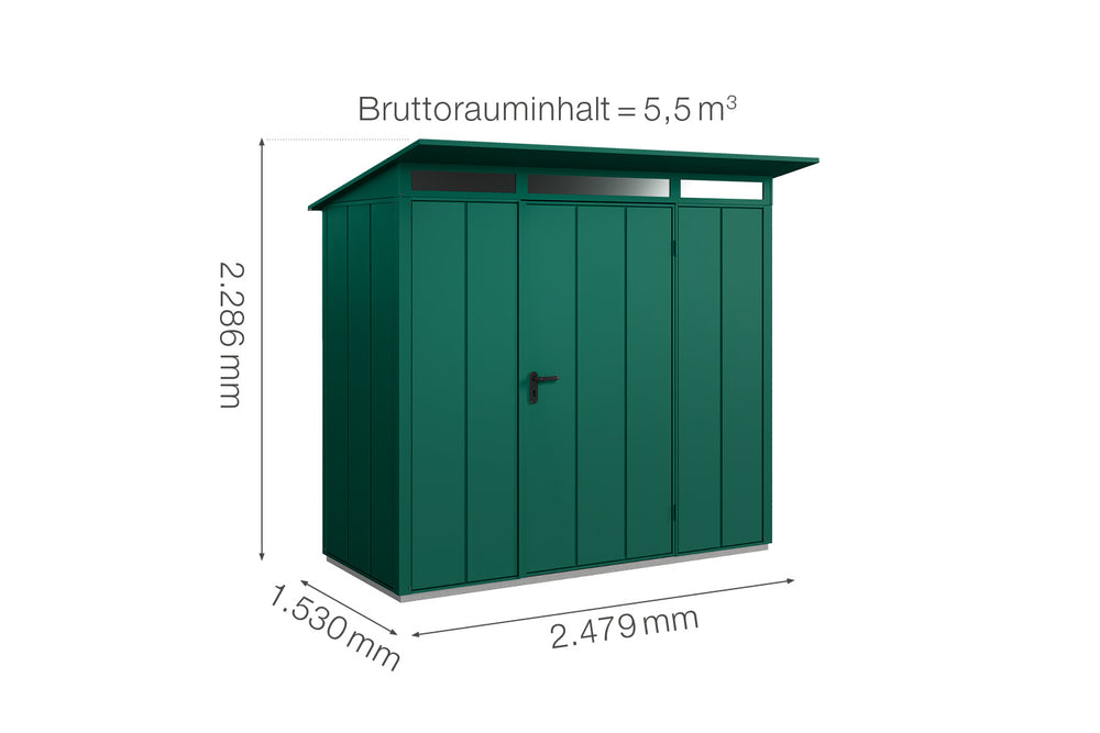 Hörmann Gerätehaus Modell Berry Modern Typ1 moosgrün Einzeltür Maße