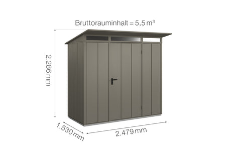 Hörmann Gerätehaus Modell Berry Modern Typ1 quarzgrau Einzeltür Maße