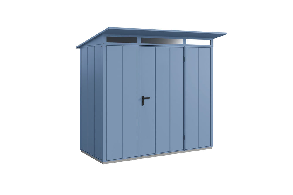 Hörmann Gerätehaus Modell Berry Modern Typ1 taubenblau Einzeltür freigestellt
