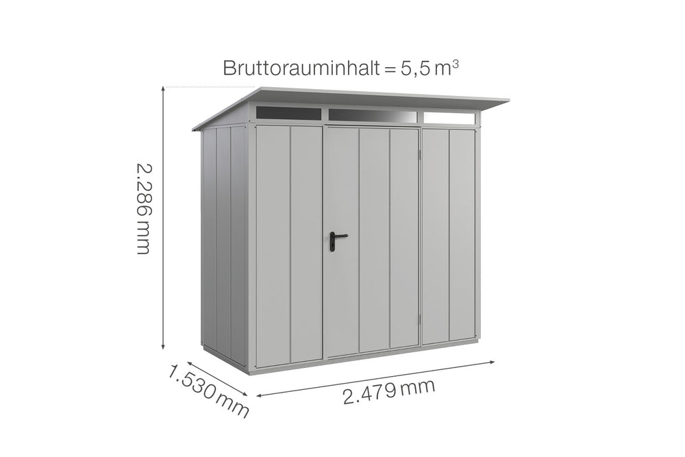 Hörmann Gerätehaus Modell Berry Modern Typ1 weißaluminium Einzeltür Maße