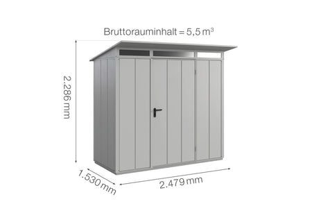Hörmann Gerätehaus Modell Berry Modern Typ1 weißaluminium Einzeltür Maße