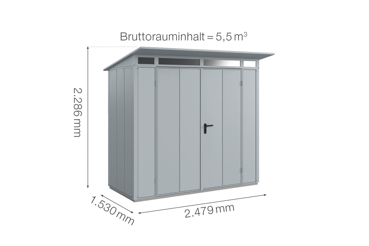 Hörmann Gerätehaus Modell Berry Modern Typ1 fenstergrau Doppeltür Maße