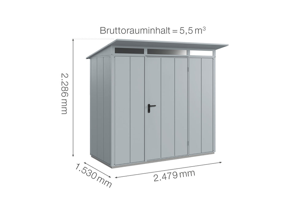 Hörmann Gerätehaus Modell Berry Modern Typ1 fenstergrau Einzeltür Maße