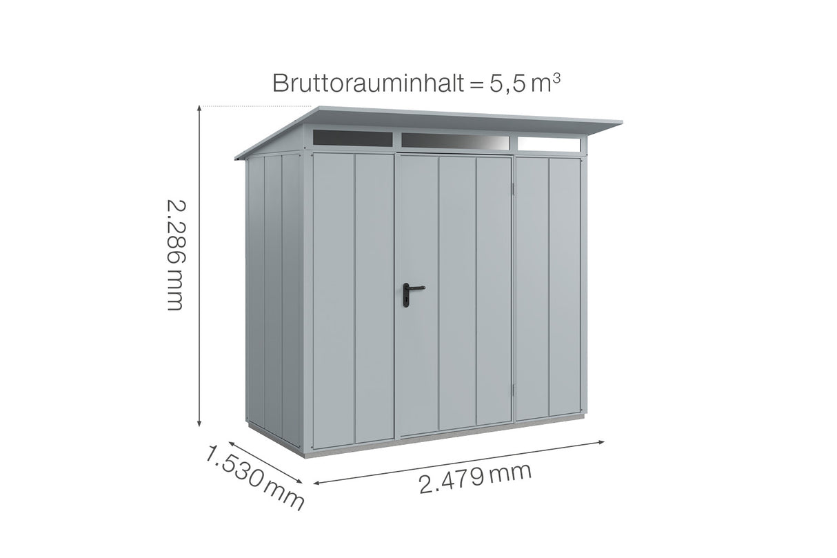 Hörmann Gerätehaus Modell Berry Modern Typ1 fenstergrau Einzeltür Maße