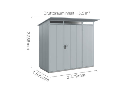 Hörmann Gerätehaus Modell Berry Modern Typ1 fenstergrau Einzeltür Maße