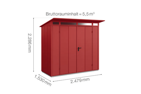 Hörmann Gerätehaus Modell Berry Modern Typ1 purpurrot Doppeltür Maße