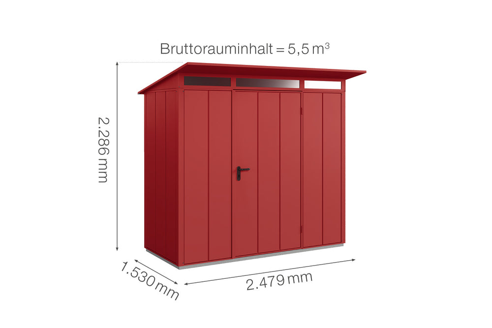 Hörmann Gerätehaus Modell Berry Modern Typ1 purpurrot Einzeltür Maße