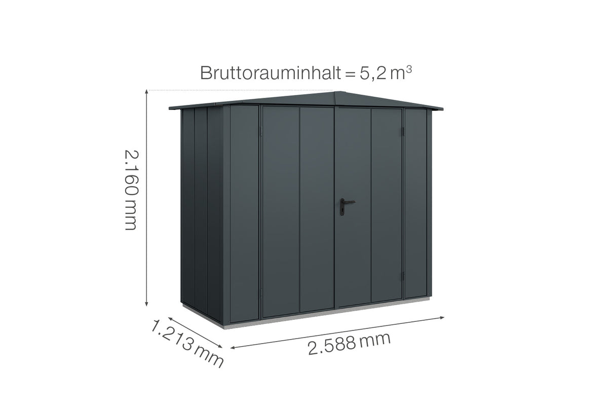 Hörmann Gerätehaus Modell Berry Modern Typ1 Satteldach anthrazit Doppeltür Maße