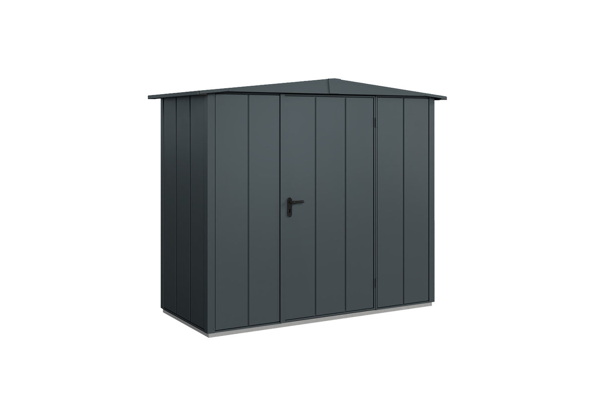 Hörmann Gerätehaus Modell Berry Modern Typ1 Satteldach anthrazit Einzeltür freigestellt