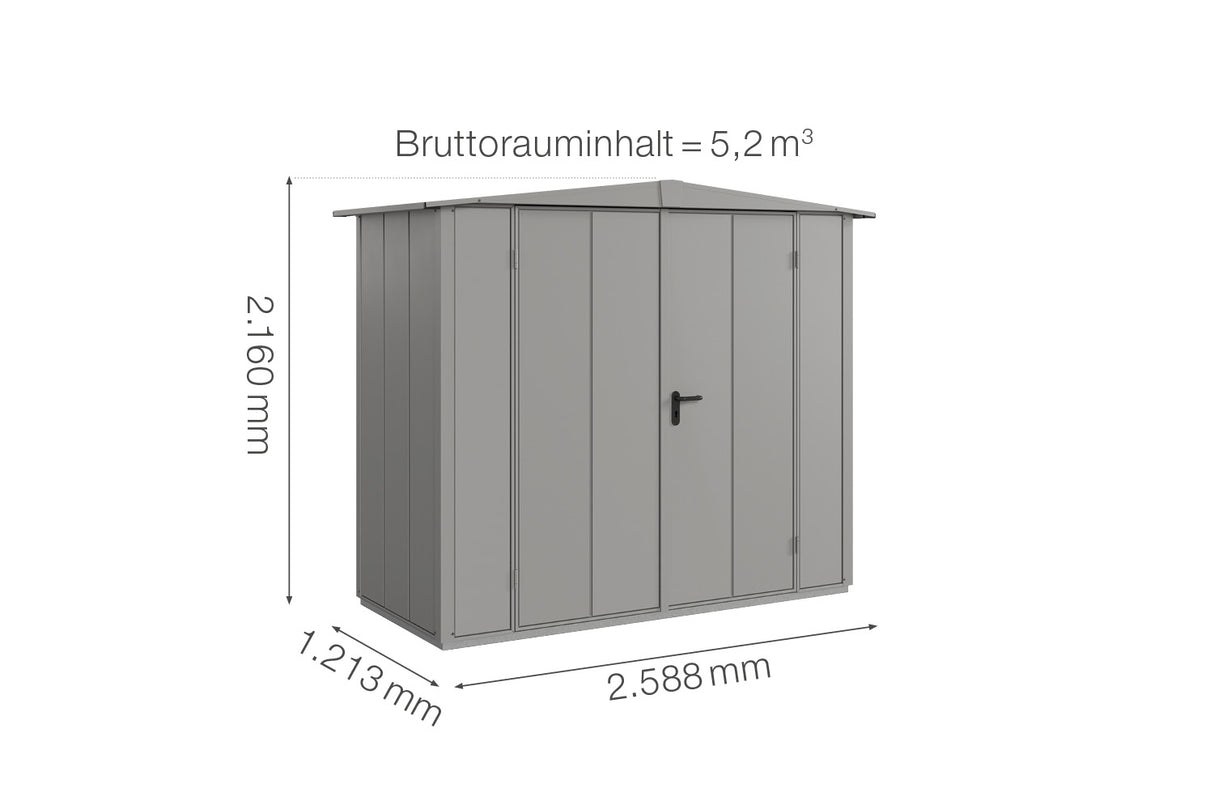 Hörmann Gerätehaus Modell Berry Modern Typ1 Satteldach graualuminium Doppeltür Maße