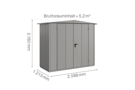 Hörmann Gerätehaus Modell Berry Modern Typ1 Satteldach graualuminium Doppeltür Maße