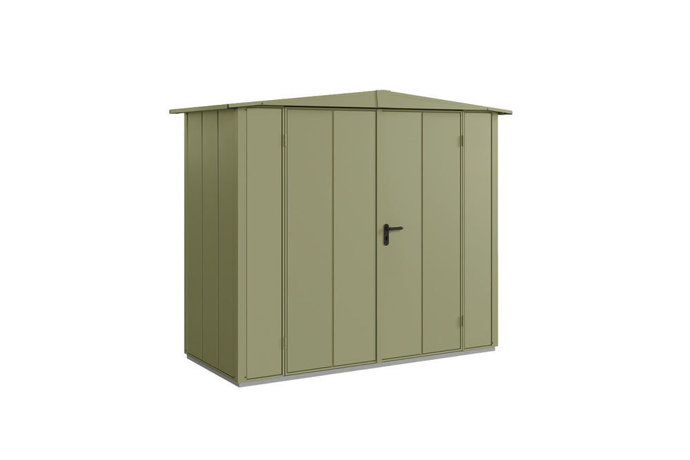 Hörmann Gerätehaus Modell Berry Modern Typ1 Satteldach schilfgrün Doppeltür freigestellt