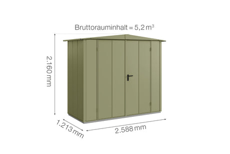 Hörmann Gerätehaus Modell Berry Modern Typ1 Satteldach schilfgrün Doppeltür Maße