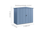 Hörmann Gerätehaus Modell Berry Modern Typ1 Satteldach taubenblau Doppeltür Maße