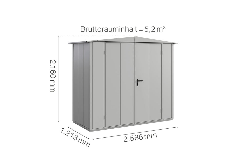 Hörmann Gerätehaus Modell Berry Modern Typ1 Satteldach weißaluminium Doppeltür Maße