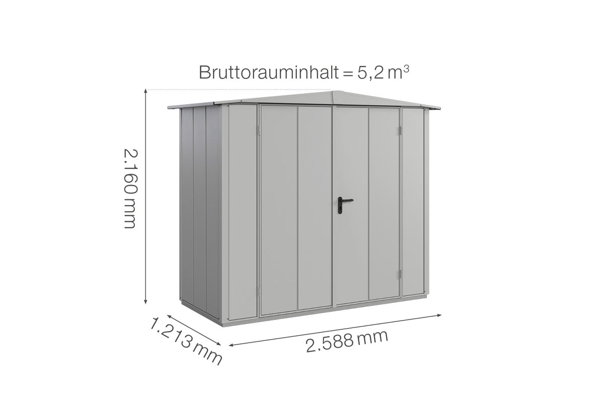 Hörmann Gerätehaus Modell Berry Modern Typ1 Satteldach weißaluminium Doppeltür Maße
