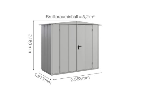Hörmann Gerätehaus Modell Berry Modern Typ1 Satteldach weißaluminium Doppeltür Maße