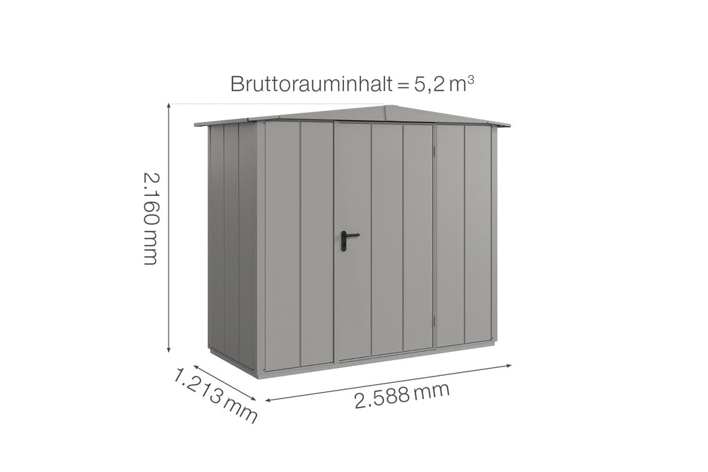 Hörmann Gerätehaus Modell Berry Modern Typ1 Satteldach graualuminium Einzeltür Maße