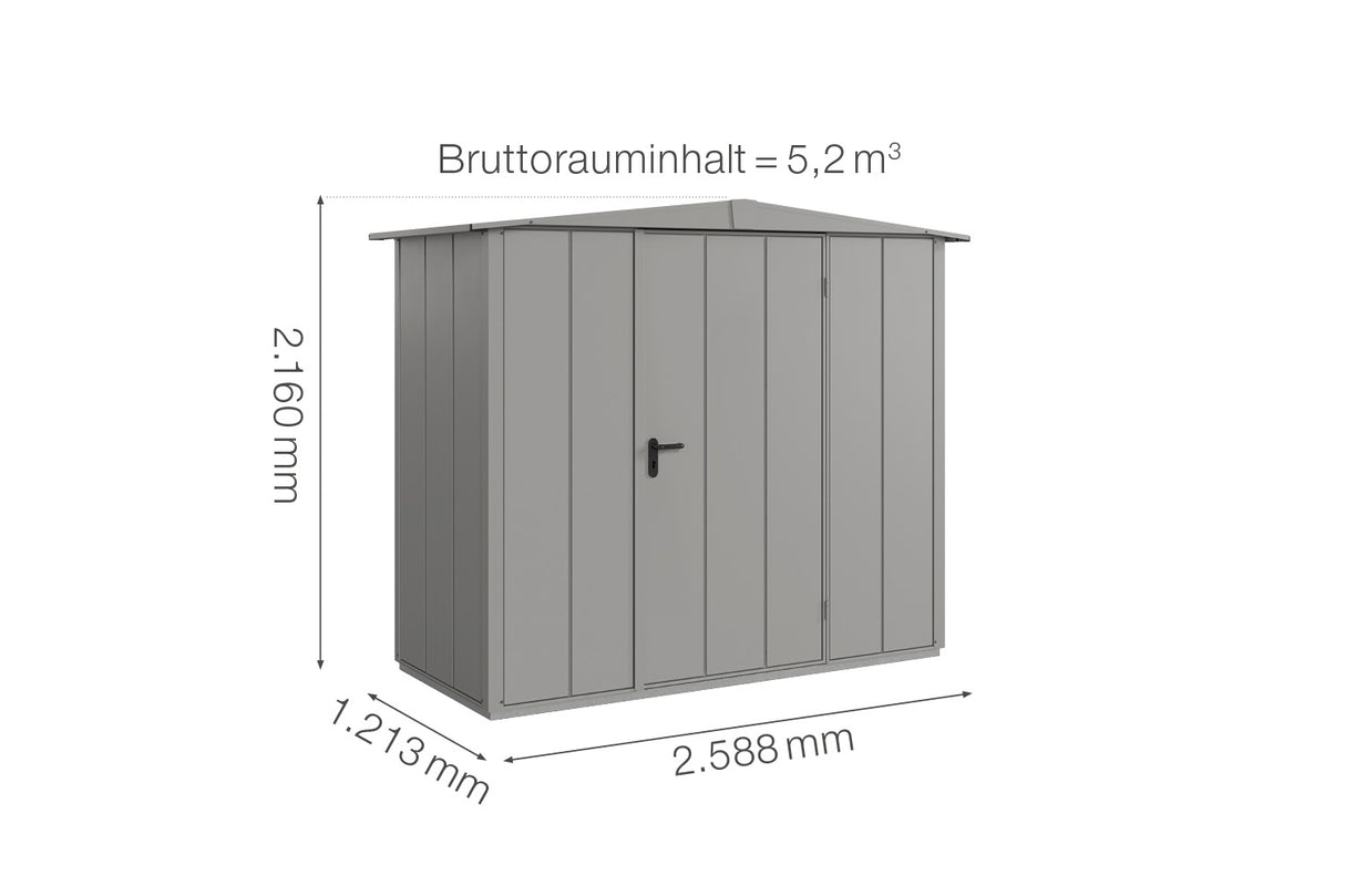 Hörmann Gerätehaus Modell Berry Modern Typ1 Satteldach graualuminium Einzeltür Maße