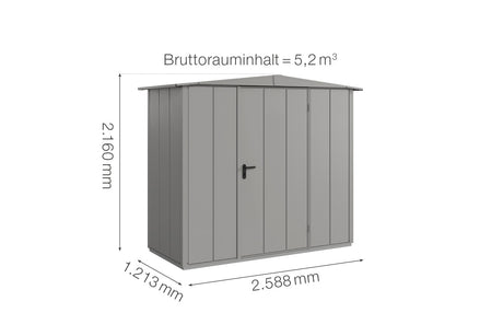 Hörmann Gerätehaus Modell Berry Modern Typ1 Satteldach graualuminium Einzeltür Maße