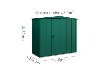 Hörmann Gerätehaus Modell Berry Modern Typ1 Satteldach moosgrün Einzeltür Maße