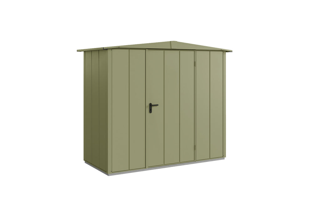 Hörmann Gerätehaus Modell Berry Modern Typ1 Satteldach schilfgrün Einzeltür freigestellt