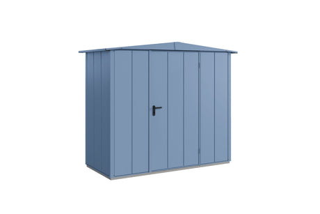 Hörmann Gerätehaus Modell Berry Modern Typ1 Satteldach taubenblau Einzeltür freigestellt