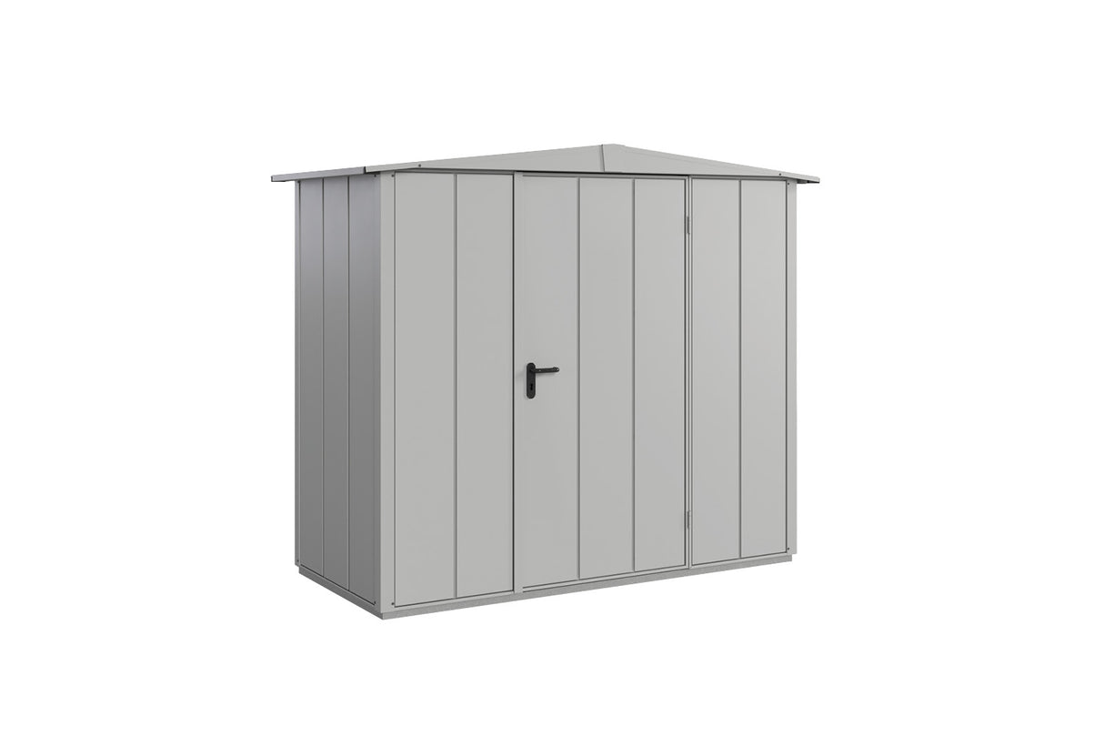 Hörmann Gerätehaus Modell Berry Modern Typ1 Satteldach weißaluminium Einzeltür freigestellt