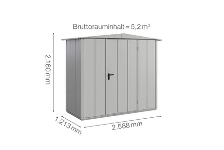 Hörmann Gerätehaus Modell Berry Modern Typ1 Satteldach weißaluminium Einzeltür Maße