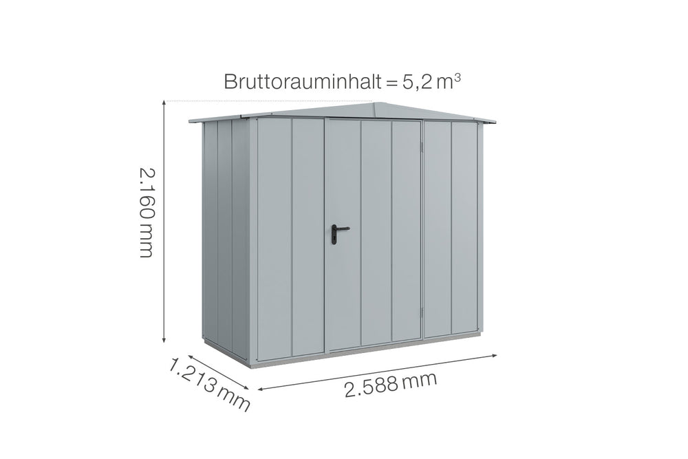 Hörmann Gerätehaus Modell Berry Modern Typ1 Satteldach fenstergrau Einzeltür Maße