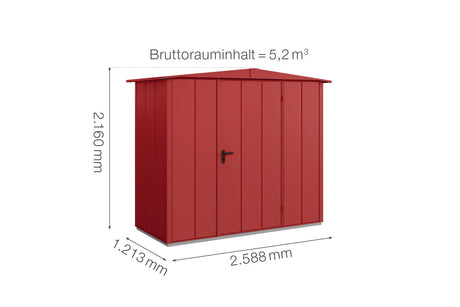 Hörmann Gerätehaus Modell Berry Modern Typ1 Satteldach purpurrot Einzeltür Maße