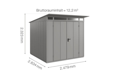 Hörmann Gerätehaus Modell Berry Modern Typ2 graualuminium Doppeltür Maße