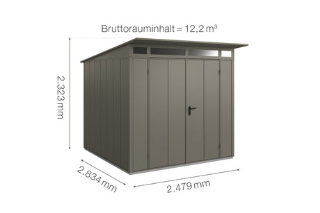 Hörmann Gerätehaus Modell Berry Modern Typ2 quarzgrau Doppeltür Maße