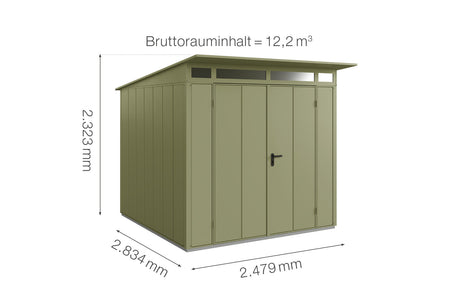 Hörmann Gerätehaus Modell Berry Modern Typ2 schilfgrün Doppeltür Maße