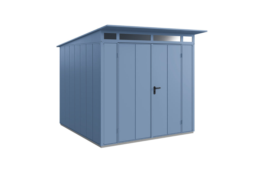 Hörmann Gerätehaus Modell Berry Modern Typ2 taubenblau Doppeltür freigestellt