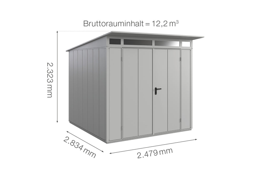 Hörmann Gerätehaus Modell Berry Modern Typ2 weißaluminium Doppeltür Maße