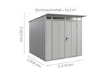 Hörmann Gerätehaus Modell Berry Modern Typ2 weißaluminium Doppeltür Maße