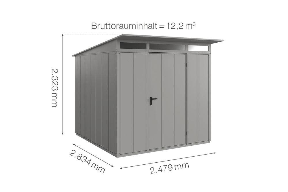 Hörmann Gerätehaus Modell Berry Modern Typ2 graualuminium Einzeltür Maße