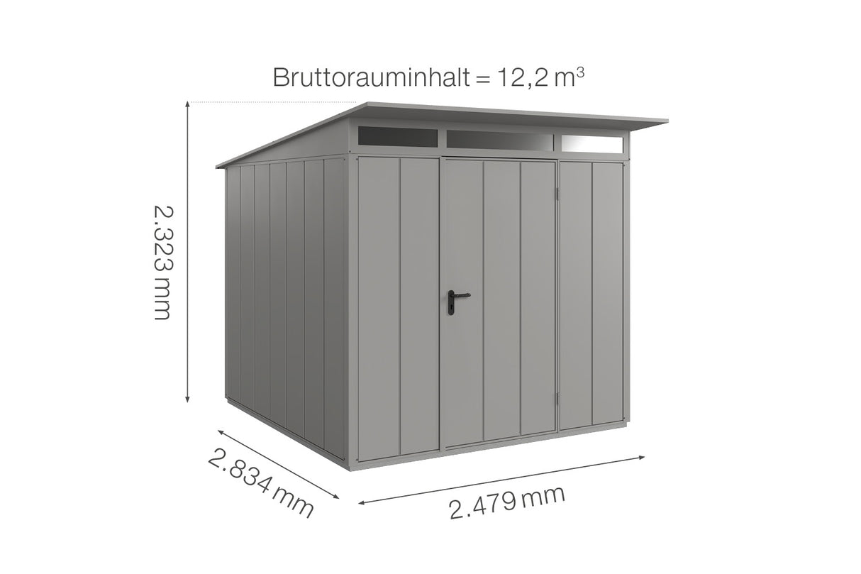 Hörmann Gerätehaus Modell Berry Modern Typ2 graualuminium Einzeltür Maße