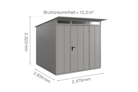 Hörmann Gerätehaus Modell Berry Modern Typ2 graualuminium Einzeltür Maße