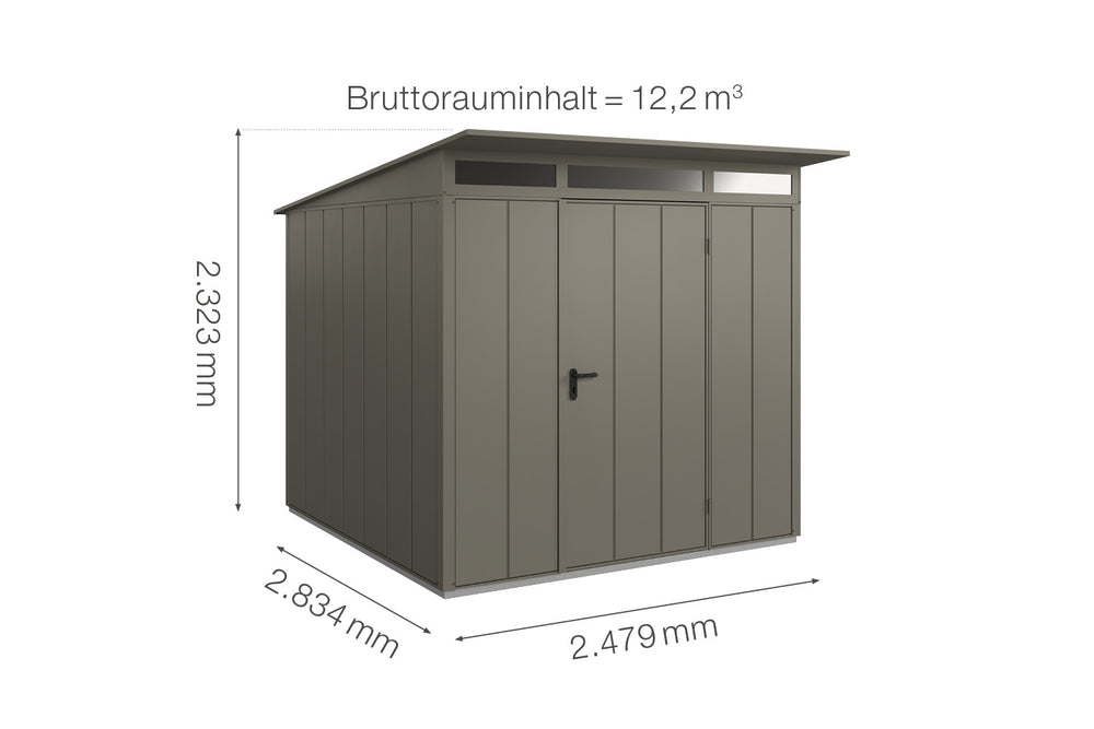 Hörmann Gerätehaus Modell Berry Modern Typ2 quarzgrau Einzeltür Maße