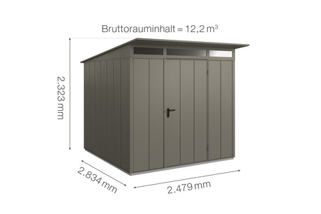 Hörmann Gerätehaus Modell Berry Modern Typ2 quarzgrau Einzeltür Maße