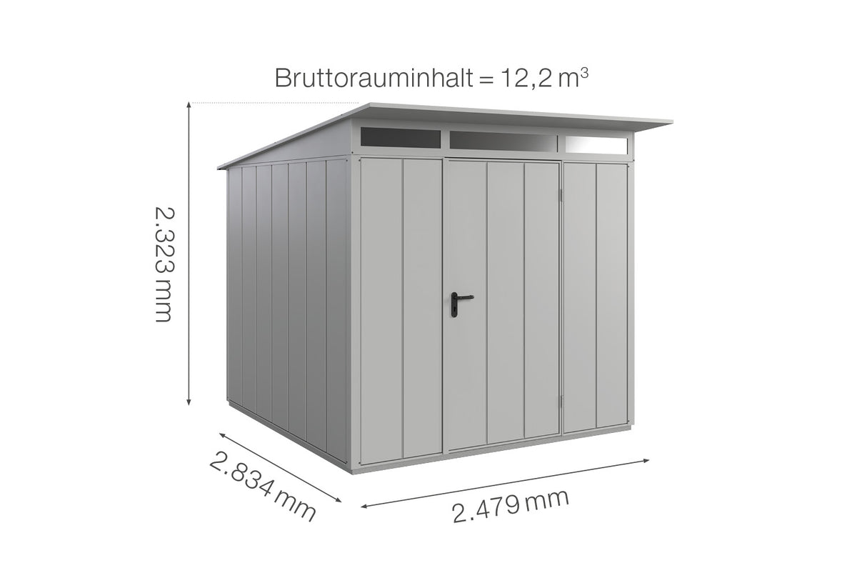 Hörmann Gerätehaus Modell Berry Modern Typ2 weißaluminium Einzeltür Maße