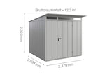 Hörmann Gerätehaus Modell Berry Modern Typ2 weißaluminium Einzeltür Maße