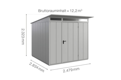 Hörmann Gerätehaus Modell Berry Modern Typ2 weißaluminium Einzeltür Maße